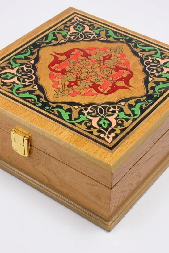 جعبه نفیس چوبی گره مدل نگارگری کد