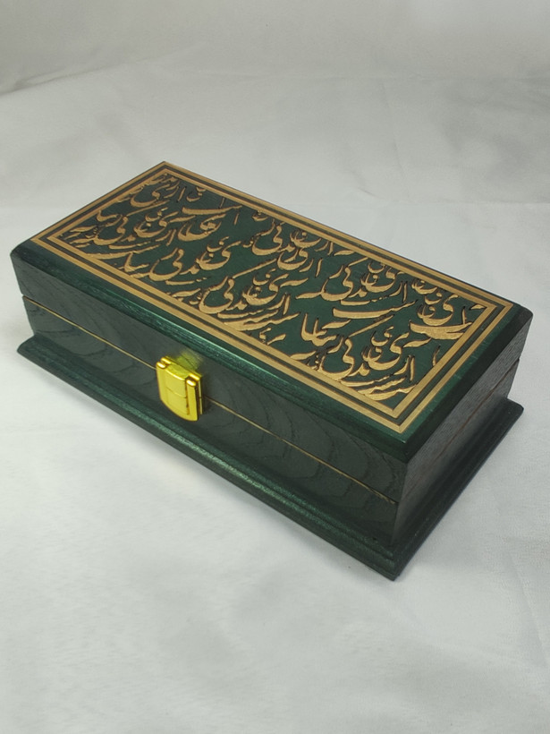 جعبه نفیس چوبی گره تایپوگرافی مدل نگارگری