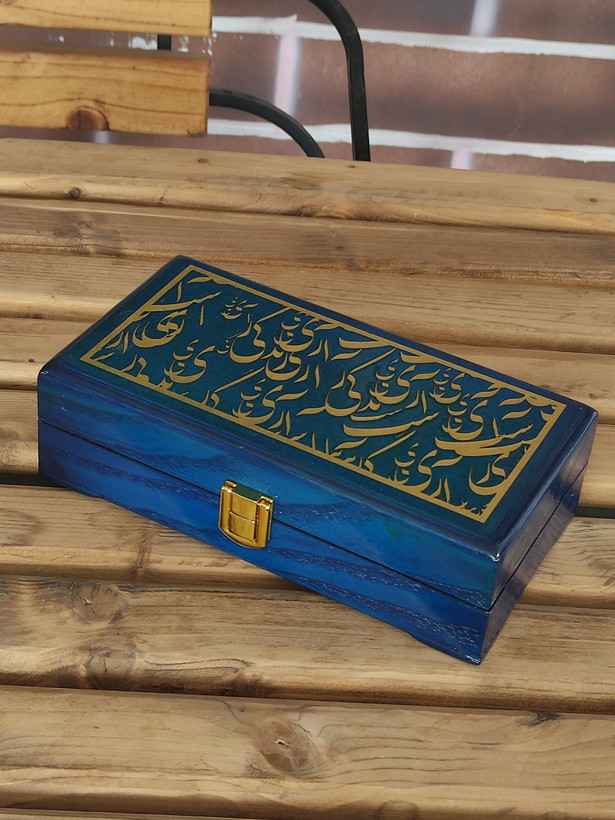 جعبه نفیس چوبی گره مدل تایپو گرافی طلایی